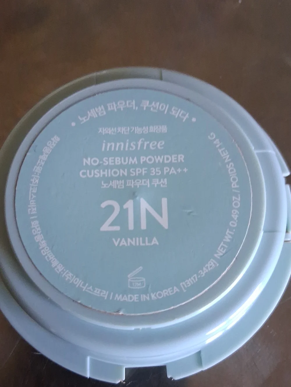 No-Sebum Powder Cushion SPF35 PA++ 21N Vanilla - Light Blue Compact